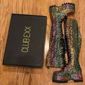 Dolls Kill | Shoes | Dolls Kill Club Exx Neon Venom Thigh High Boots